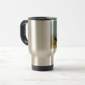 Struisvogel op een ren reisbeker (Voorkant links)