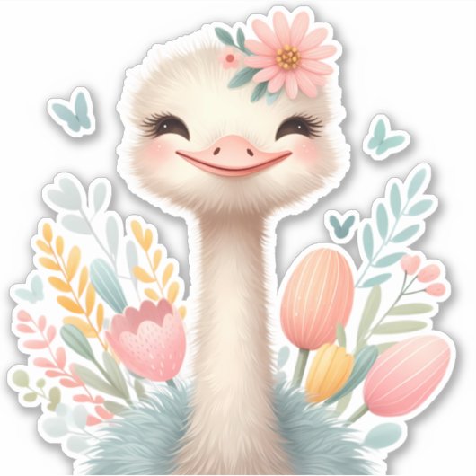 Struisvogel op maat gesneden scrapbooking sticker (Voorkant)