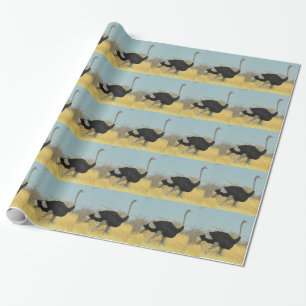 Struisvogel op stap voor een rondje hardlopen cadeaupapier