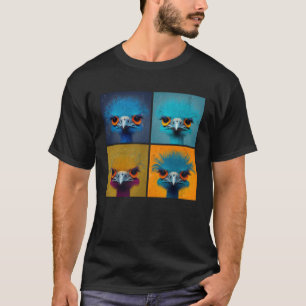 Struisvogel Pop Illustratie Kleurrijke Dier Vrouwe T-shirt