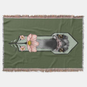 Struisvogel Roze  Bloemen Olijfgroen Art Deco Deken (Voorkant)