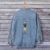 Struisvogel Roze Bloemen Olijfgroen Art Deco Denim Jacket