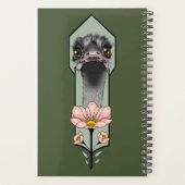 Struisvogel Roze  Bloemen Olijfgroen Art Deco Planner (Achterkant)