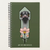Struisvogel Roze  Bloemen Olijfgroen Art Deco Planner (Voorkant)