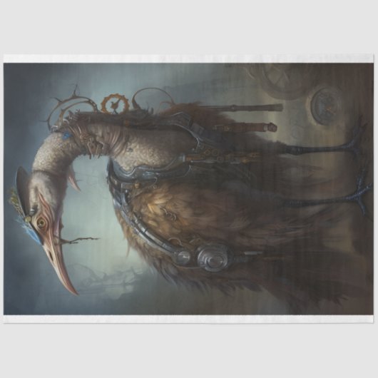 Struisvogel Steampunk 2 Decoupage papier (Voorkant)