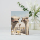 Struisvogel Theetijd Briefkaart (Staand voorkant)