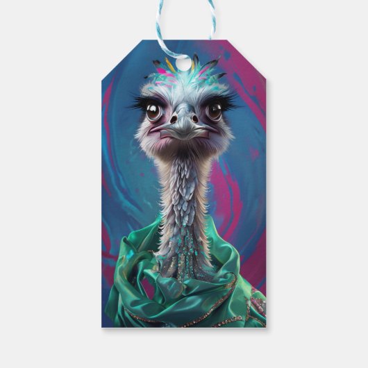 Struisvogel thema cadeaulabel (Achterkant)
