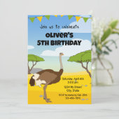 struisvogel verjaardagsuitnodiging kaart (Staand voorkant)