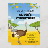 struisvogel verjaardagsuitnodiging kaart (Voorkant / Achterkant)