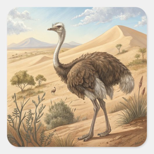 struisvogel vierkante sticker (Voorkant)