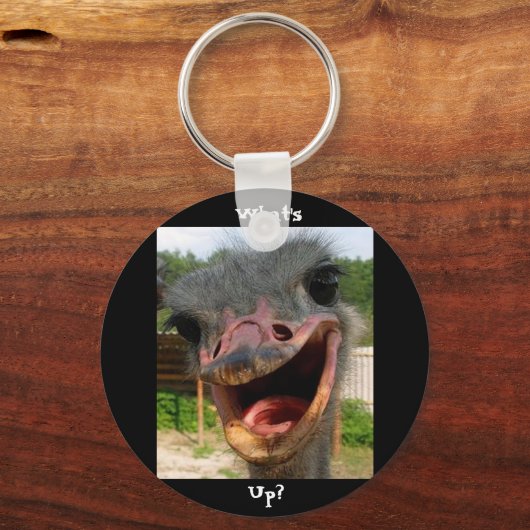 Struisvogel What's Up Text Sleutelhanger (Voorkant)
