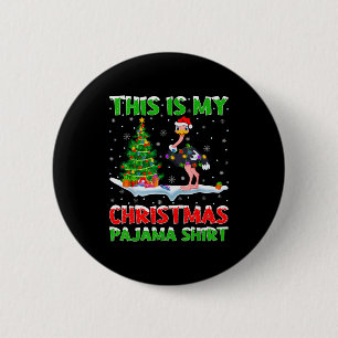 Struisvogel Xmas Boom Lichtjes Dit Is Mijn Kerstmi Ronde Button 5,7 Cm