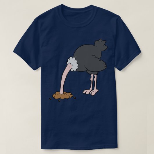 struisvogelkop in het zand t-shirt (Design voorkant)