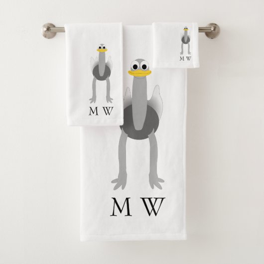 Struisvogelontwerp met monogram bad handdoek (Insitu)
