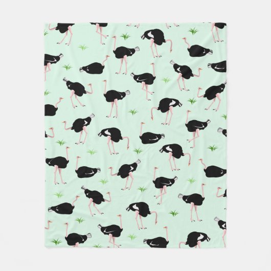 struisvogelpatroon fleece deken (Voorkant)