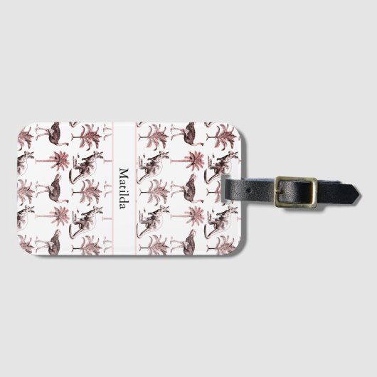 Struisvogels en kangoeroes, aanpasbaar bagagelabel (Voorkant (horizontaal))