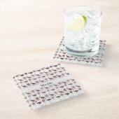 Struisvogels en kangoeroes, aanpasbaar glazen onderzetter (Schuin)