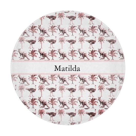 Struisvogels en kangoeroes, aanpasbaar snijplank (Voorkant)