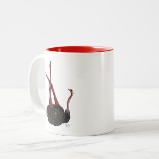 struisvogels met gestripte Leggings Tweekleurige Koffiemok (Voorkant links)