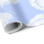 struisvogels veren op de periwinkle blauwe achterg cadeaupapier (Rol Hoek)