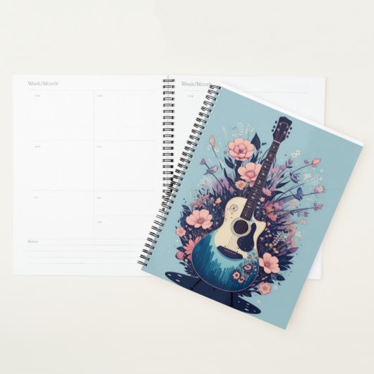 Strum in stijl met gitaar en bloemmotief planner (Display)