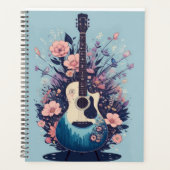 Strum in stijl met gitaar en bloemmotief planner (Voorkant)
