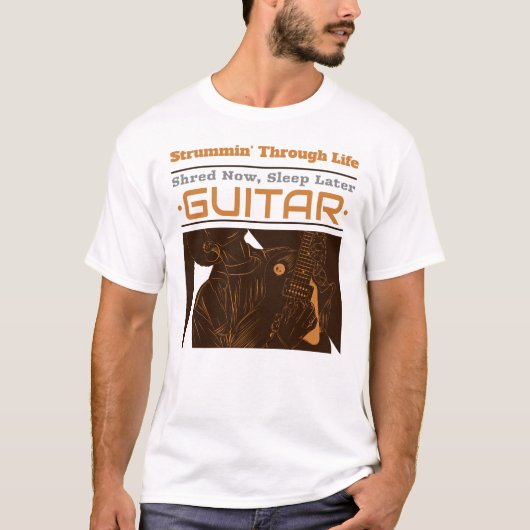 Strummin, door het leven, versnipperd nu t-shirt (Voorkant)