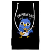 Strumming Bird Grappig Dier Pun Donker BG Klein Cadeauzakje (Voorkant)