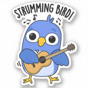 Strumming Bird Grappig Dier Pun Sticker