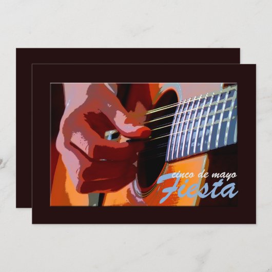 Strumming Guitar Invitation Kaart (Voorkant / Achterkant)