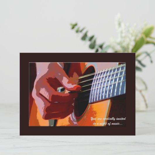 Strumming Guitar Invitation Kaart (Staand voorkant)