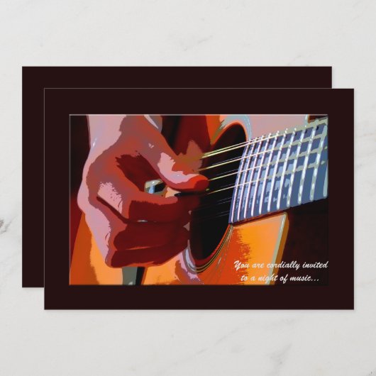 Strumming Guitar Invitation Kaart (Voorkant / Achterkant)