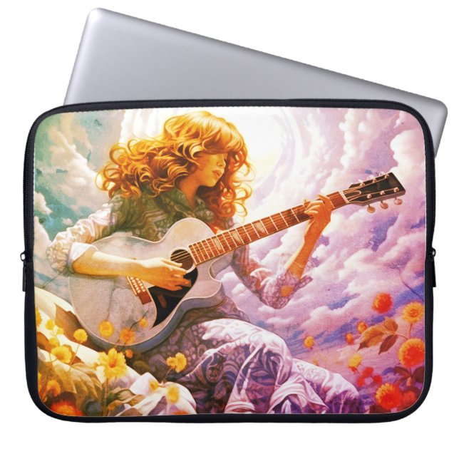 Strumming My Guitar in the Storm  Laptop Sleeve (Voorkant)