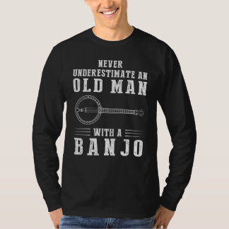 Strumming snaren en grinniken: Old Mans Banjo Ski T-shirt