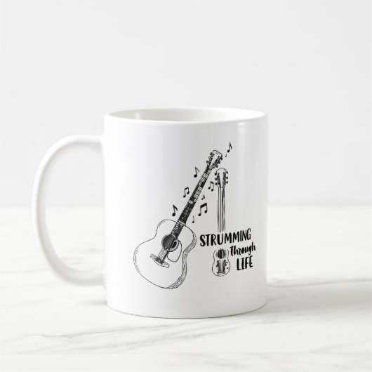 Strumming Through Life – Minimalist Guitar Mug Koffiemok (Links)
