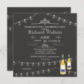 strung lights and beer Birthday Invitation Kaart (Voorkant / Achterkant)