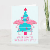 Strut Into the Holidays with Style Flamingos Feestdagen Kaart (Voorkant)