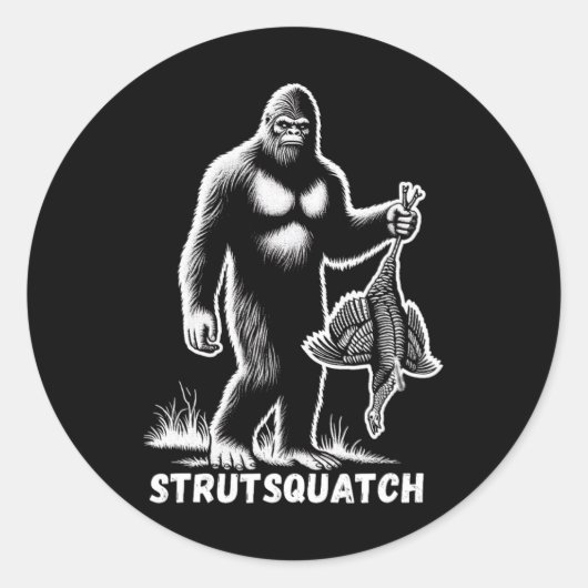 Strutsquatch Bigfoot Sasquatch Grappige Jeugd Turk Ronde Sticker (Voorkant)