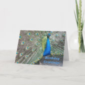 Strutting Blue Peacock Grappige Verjaardag Kaart (Voorkant)