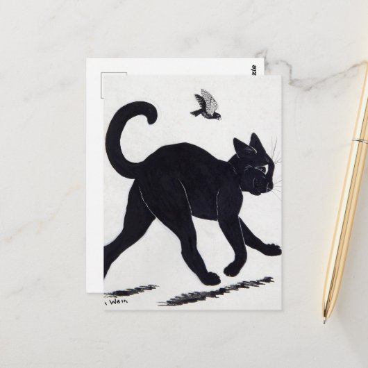 Strutting Tom Cat by Louis Wain Briefkaart (Voorkant / Achterkant in situ)