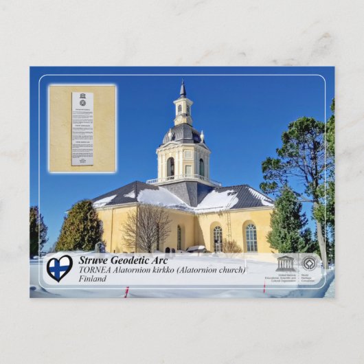 Struve Geodetic Arc - TORNEA Alatornion kirkko Briefkaart (Voorkant)