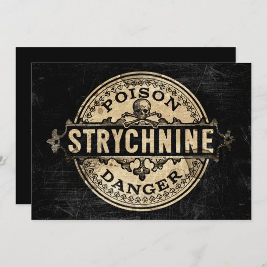 Strychnine  stijl Vergiftigheidslabel Uitnodiging (Voorkant / Achterkant)