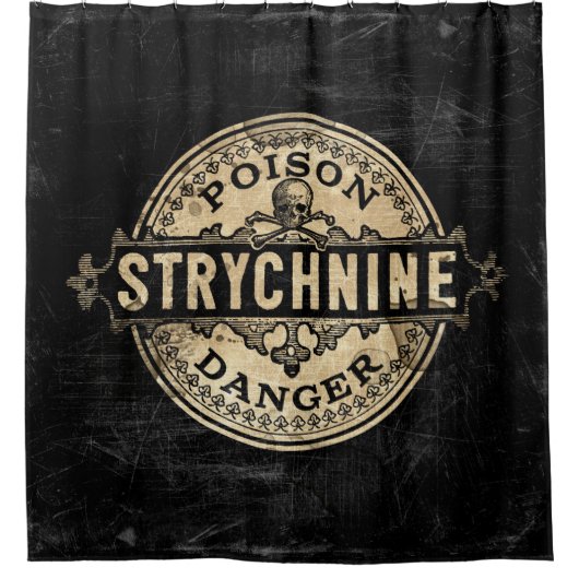 Strychnine  stijlgifteetiket douchegordijn (Voorkant)