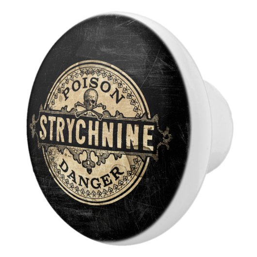Strychnine  stijlgifteetiket keramische knop (Rechts)