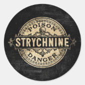 Strychnine  stijlgifteetiket ronde sticker (Voorkant)