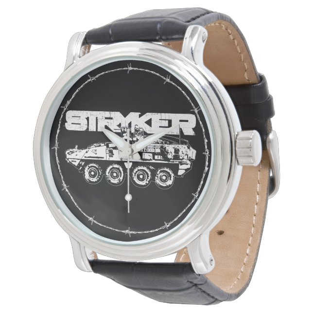Stryker zwart  leder horloge (Gekanteld)
