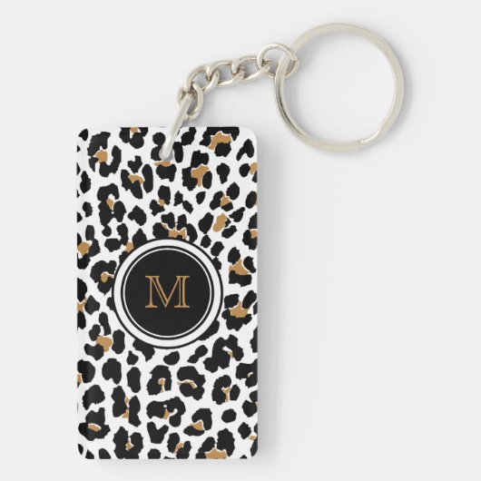 Strylish Monogram Leopard Print Acrylische Sleutel Sleutelhanger (achterkant)