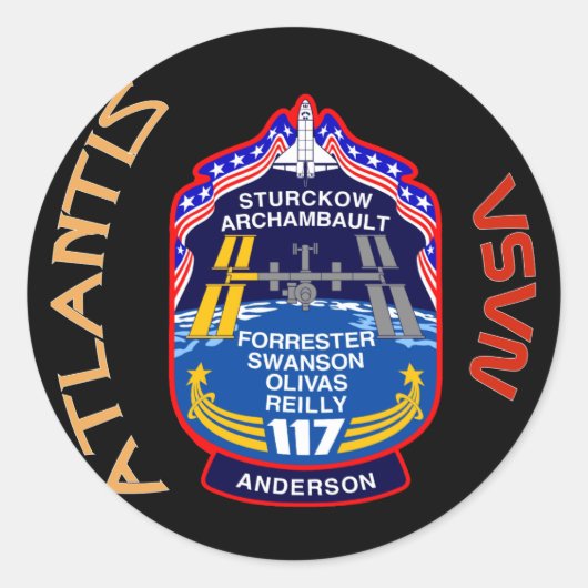 STS 117 Atlantis Ronde Sticker (Voorkant)