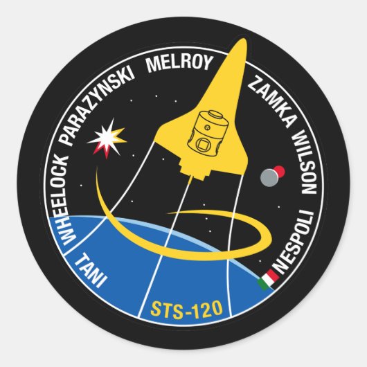 STS 120 Mission Patch Ronde Sticker (Voorkant)