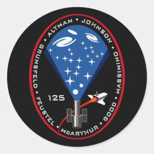 STS 125 Mission Patch Ronde Sticker